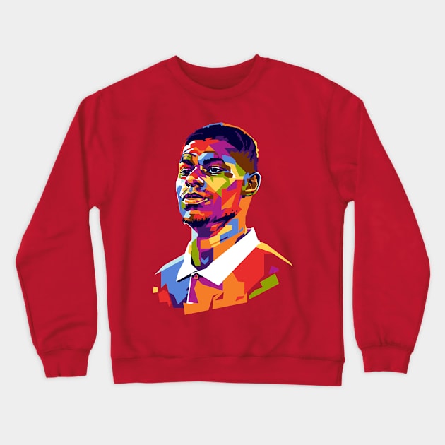 Marcus Rashford Portrait Illustration Crewneck Sweatshirt by RJWLTG